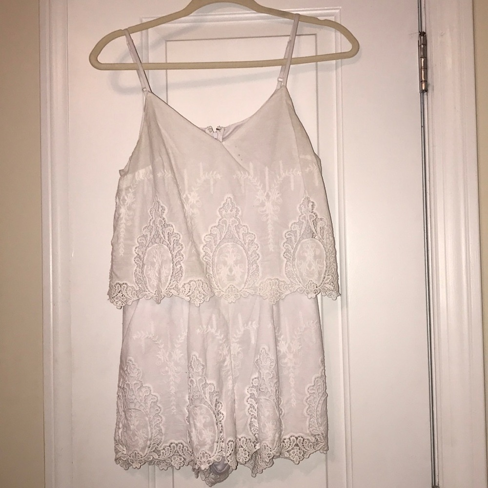 Saks White Lace Romper